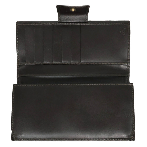 Gucci Wallet Clutch Womens Brown Canvas Leather Trim Lined Snap Pockets Dust Bag - Picture 4 of 14